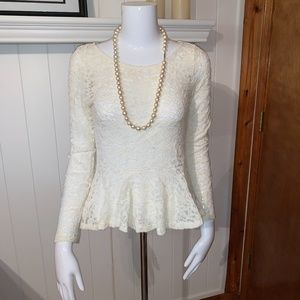 Everly Ivory Lace Peplum Top